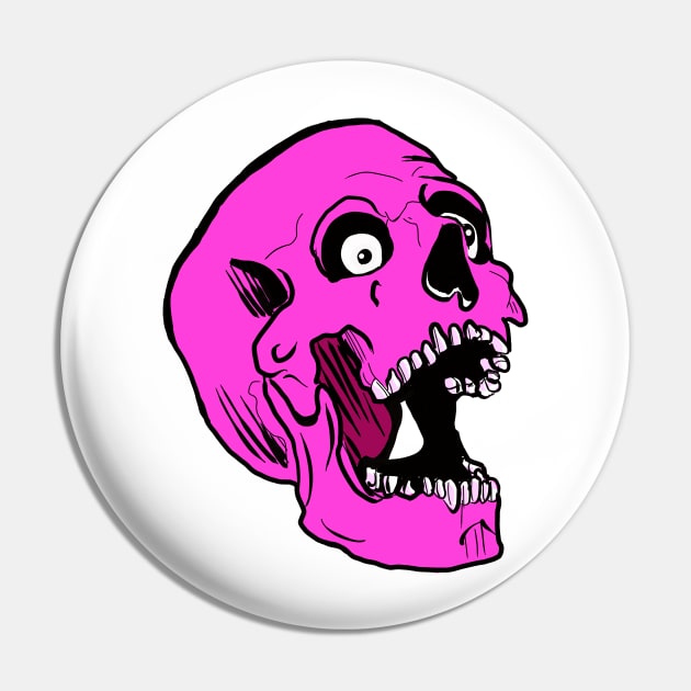 Psychedelic Halloween Pink Zombie Skull Pin by silentrob668