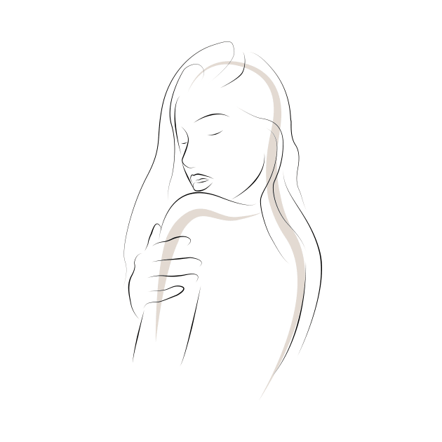 Neutral Line Art Minimalist Accented Female Figure by 4U2NV-LDN