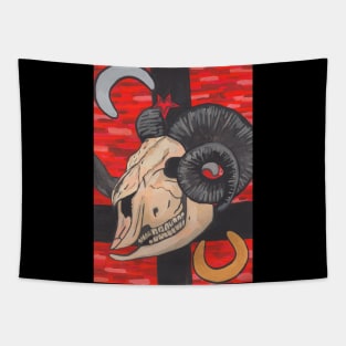 Goat occult skull Tapestry