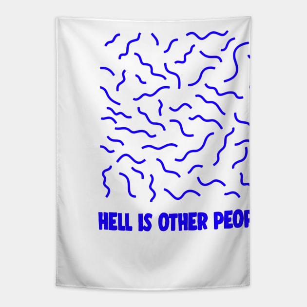 Hell Is Other People - Nihilist 80s Graphic Design Statement Tapestry by DankFutura