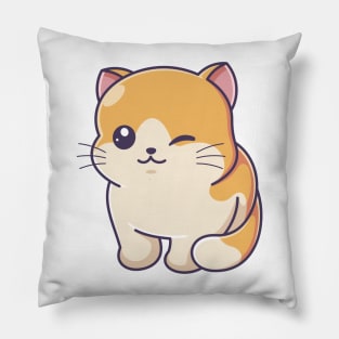 Cute smiling kitten sitting relaxed Pillow