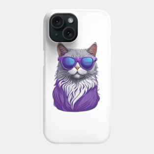 Purple cat in sunglasses Phone Case