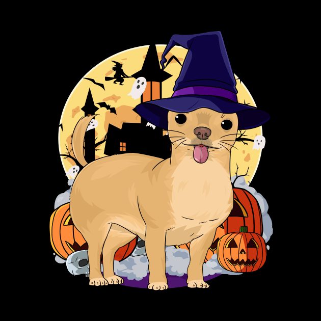 Chihuahua Scary Dog Halloween Witch Pumpkin by Noseking