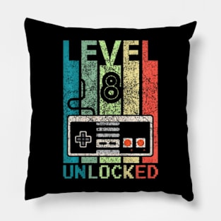 Kids Level 8 Unlocked Video Gamer 8Th Birthday Pillow