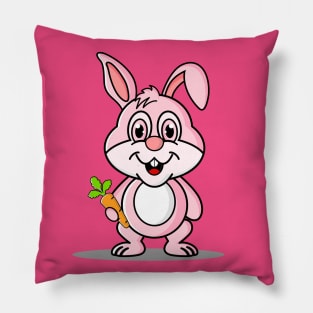 cute rabbit holding carrots Pillow