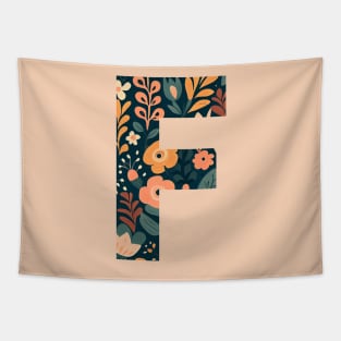 Whimsical Floral Letter F Tapestry