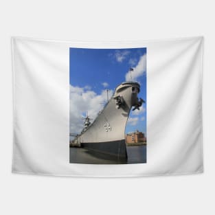 USS Wisconsin, BB64, moored in Norfolk, Virginia Tapestry