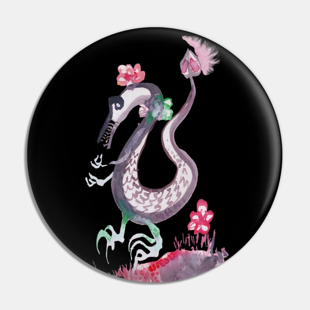 Grandma Dragon with Flowers Pin by Sylke Gande