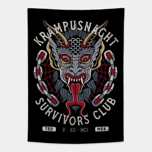 Krampus Survivors Club - Creepy Tattoo Style - Christmas Holiday Design Tapestry