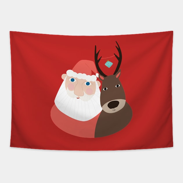 Santa Claus with his faithful reindeer Tapestry by FrFr