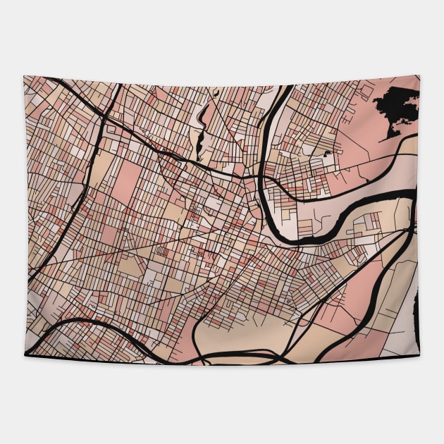 Newark Map Pattern in Soft Pink Pastels Tapestry by PatternMaps