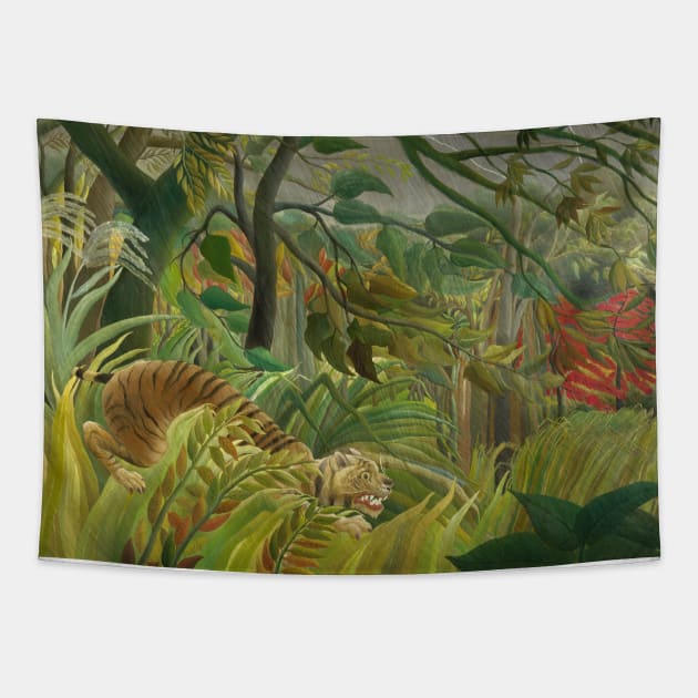 Henri Rousseau Tiger in a Tropical Storm (Surprised!) Tapestry by SybaDesign