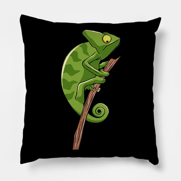 Chameleon On Branch Lizard Lizards Chameleons Pillow by fromherotozero