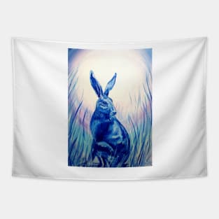 Mystic Hare in Moonlight Tapestry