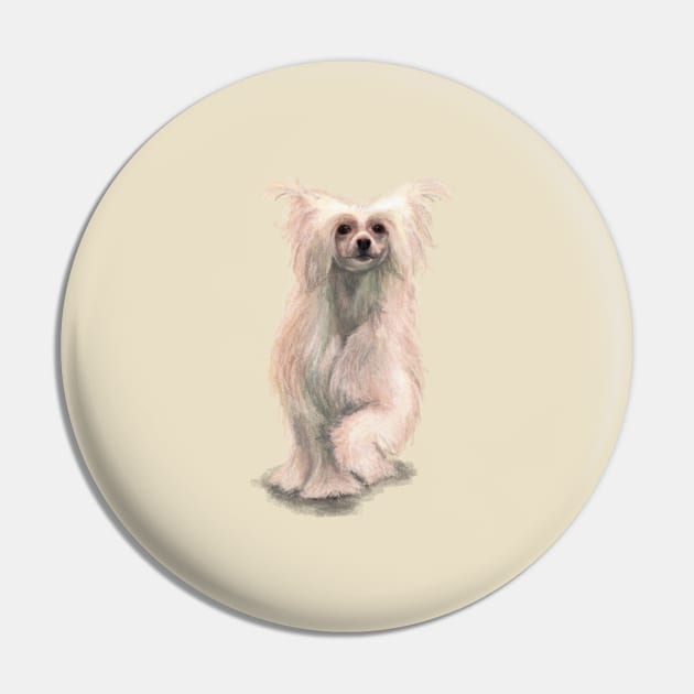 The Chinese Crested Powerpuff Dog Pin by Elspeth Rose Design