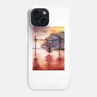 Woman on swing in a sunset. Phone Case