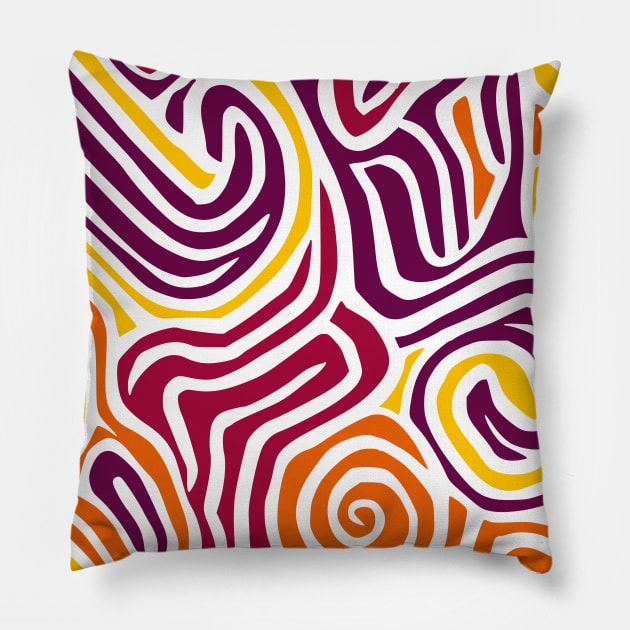 Spiral Purple Yellow Orange Abstract Design Pillow by Golptika Design