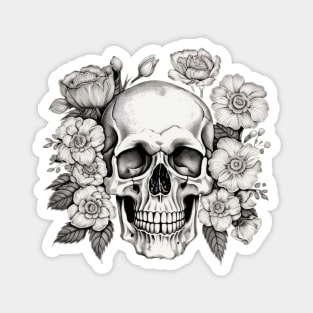 Skull with flowers Magnet