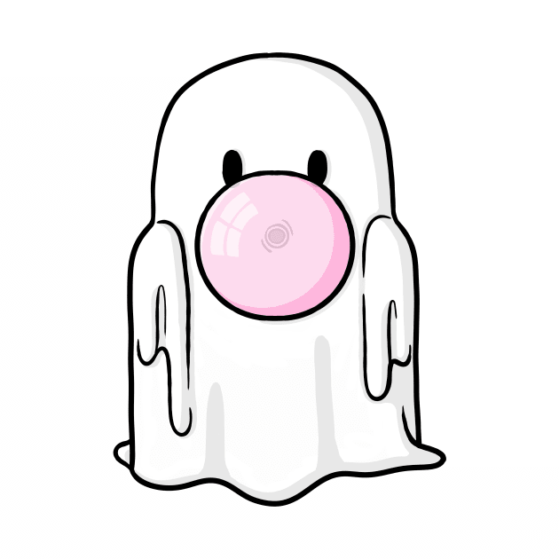 Bubblegum Blowing Ghost Digital Illustration by AlmightyClaire