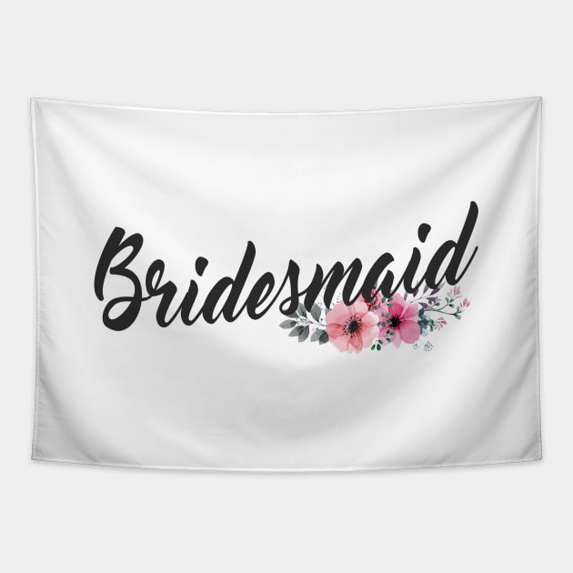 Simple and Elegant Bridesmaid Floral Calligraphy Tapestry by Jasmine Anderson