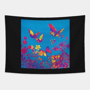 Blue Butterflies & Flowers Tapestry