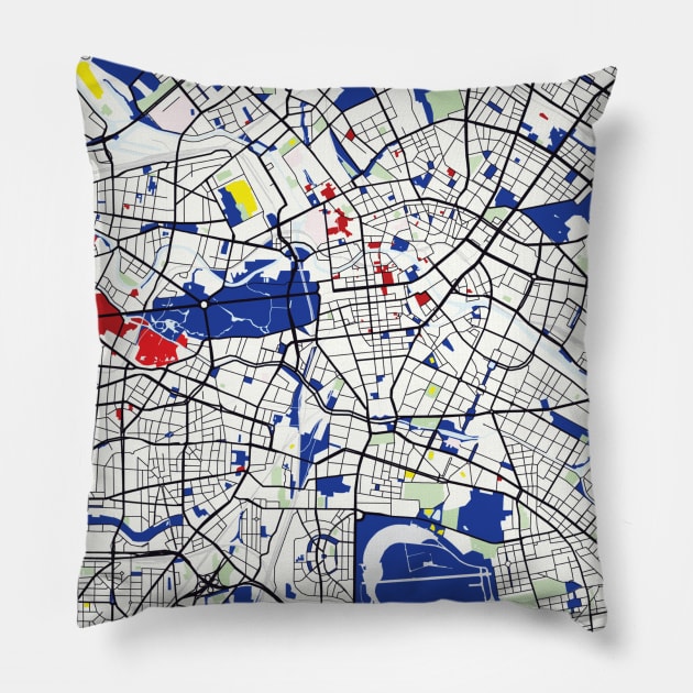 Berlin (Germany) Map x Piet Mondrian Pillow by notalizard