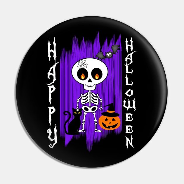 Happy Halloween Little Skeleton Funny Design for Halloween Pin by soccer t-shirts