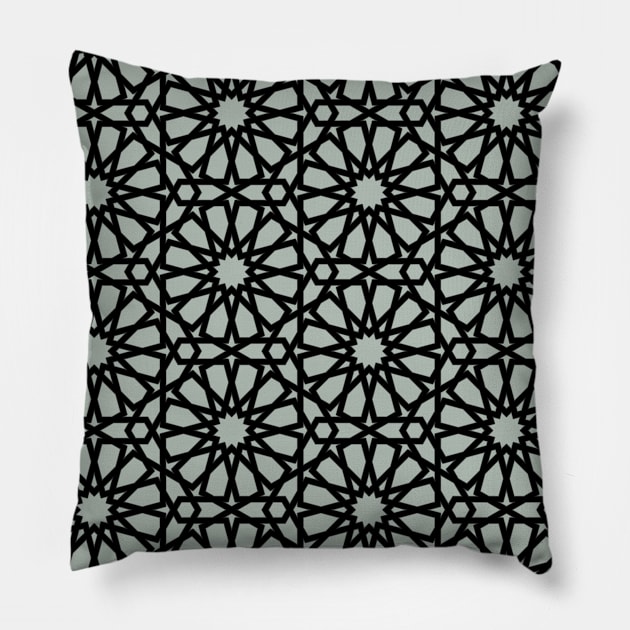 Grey and Black Star Moroccan Star Pattern Pillow by Islanr