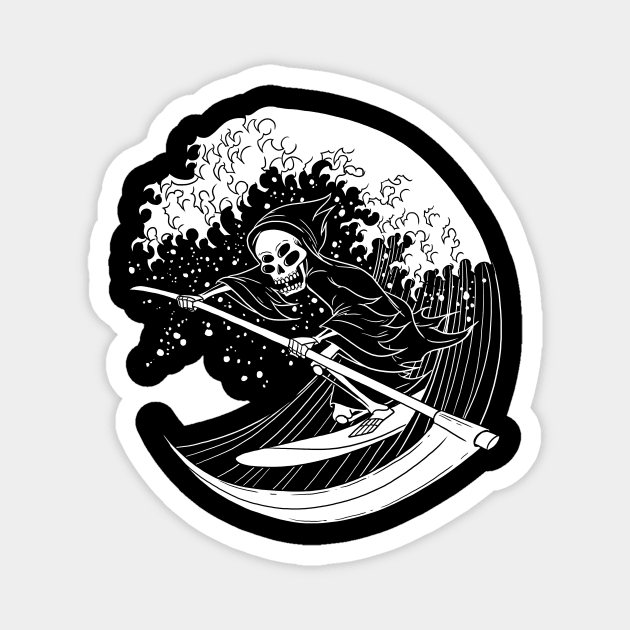 Blackcraft Grim Reaper Surfing Great Wave Magnet by Juandamurai
