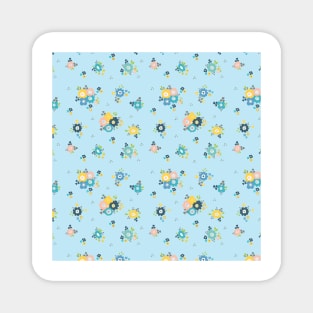 Cute flowers in light blue background Magnet