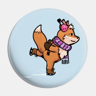 Fox on figure skates Pin