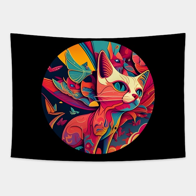 The Cat Lovers Colorful - Love Cats Tapestry by Lisa L. R. Lyons