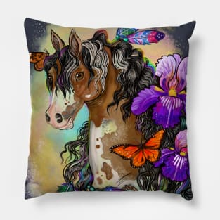 Paint Horse with Iris Flowers Pillow