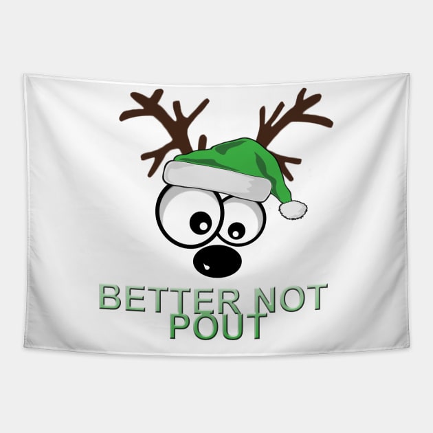 Big Eyes “Better Not Pout” Reindeer Tapestry by NE7th