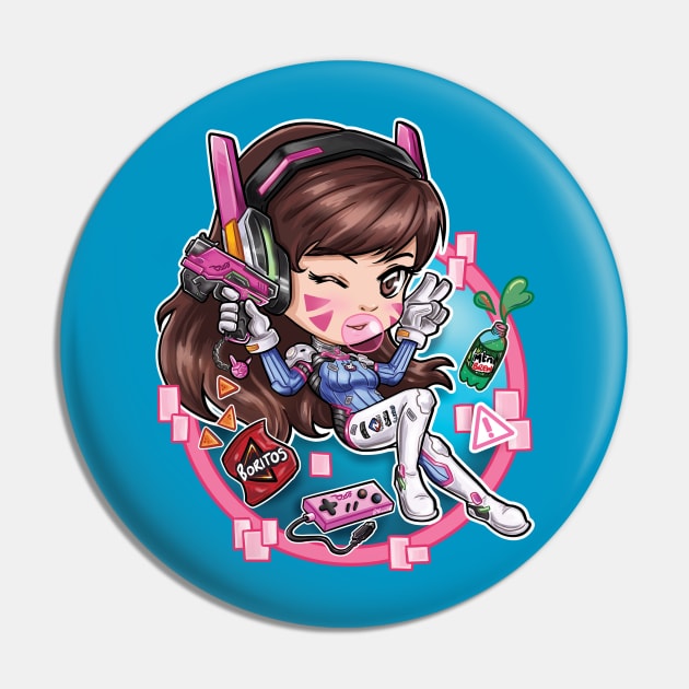 Gamer Girl Pin by Vinniedraws