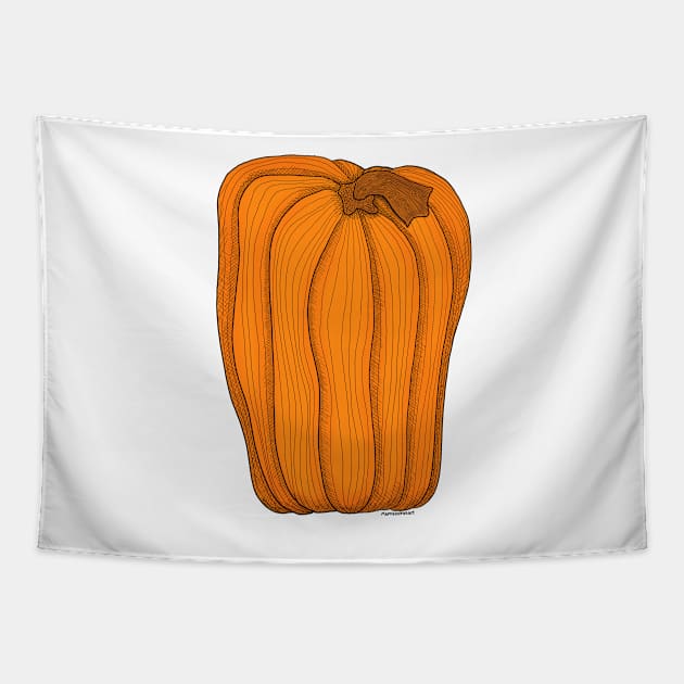 Inktober Orange Pumpkin Tapestry by MamaODea