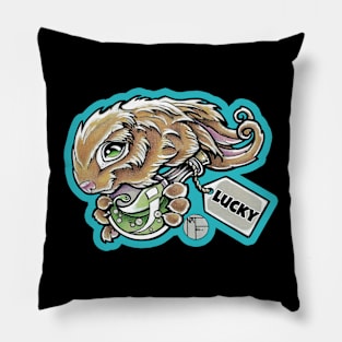 Lucky Rabbit - Aqua Outlined Version Pillow