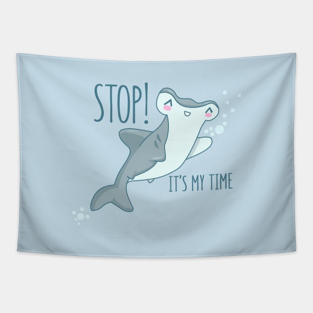 Hammerhead Shark Time Tapestry by AnishaCreations