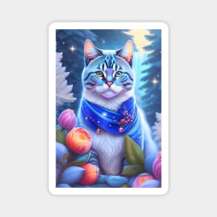 British Shorthair cat in a vivid winter Magnet