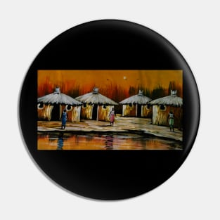 African Village, African People Artwork, Black History Pin