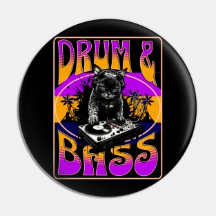 DRUM AND BASS  - Psychedelic Cat DJ (orange/purple) Pin