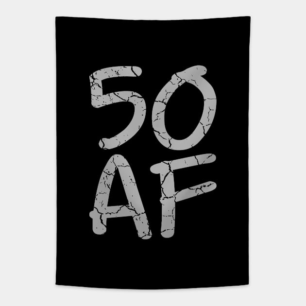 50 AF 50th Birthday Ideas Grey Tapestry by SpaceManSpaceLand