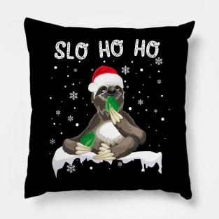 Slo Ho Ho Christmas Sloth With Santa Hat Pillow