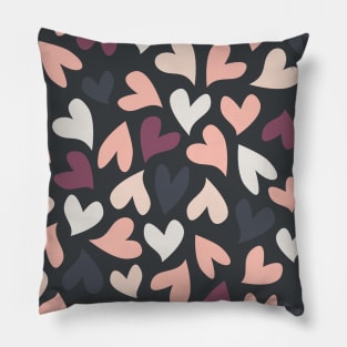 Dark Seamless Hearts Pattern Pillow