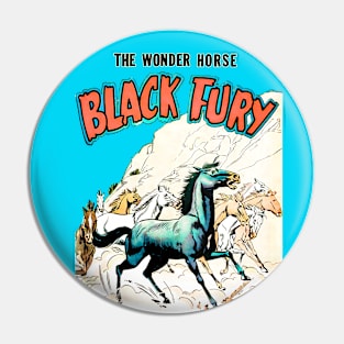 Running The Wonder Horse Black Fury Retro Comic Vintage Cover 1956 Pin