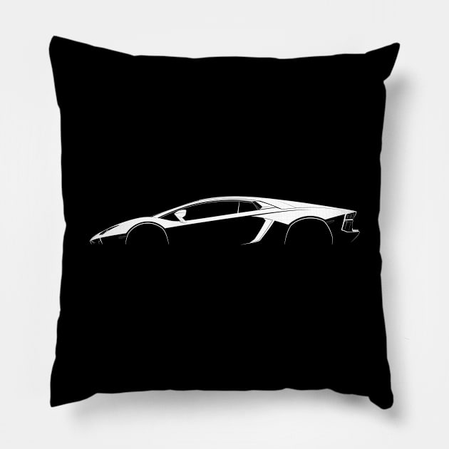 Lamborghini Aventador LP700-4 Silhouette Pillow by Car-Silhouettes