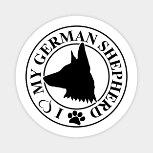 I Love My German Shepherd Black Magnet