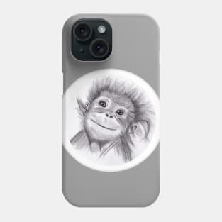 Baby Orangutan Drawing in Pencil Phone Case