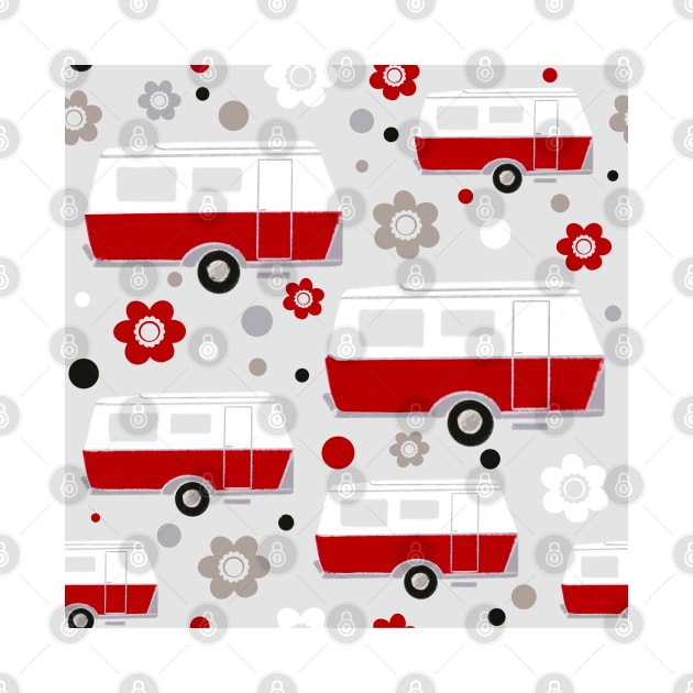 Vintage Caravan in Red, White and Grey by NattyDesigns