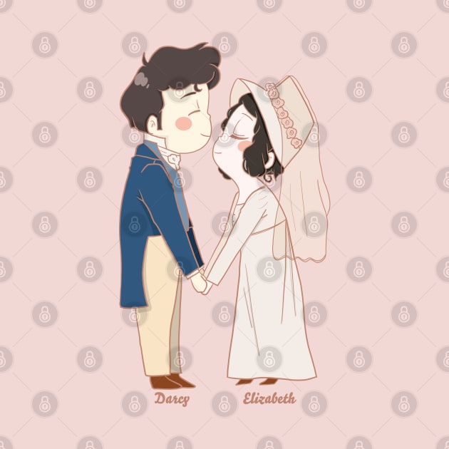 Pride and Prejudice Darcy and Elizabeth Wedding Illustration by MariOyama